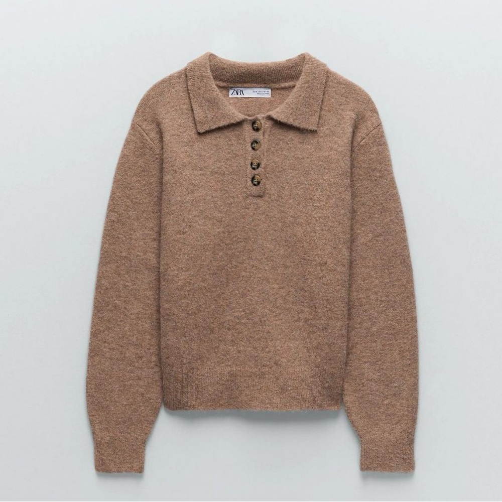 Zara Tan Button-Up Cardigan